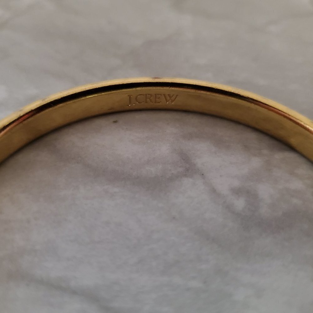 💛 Vintage Y2k 00s 2000's J.CreYellow Cream Blue Enamel Bangle Bracelet 💛 - Picture 7 of 8